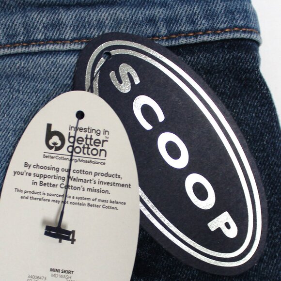 NWT Women's Scoop Medium Wash Size 14 Two Tone Denim Blue Jean Mini Skirt - Picture 3 of 8